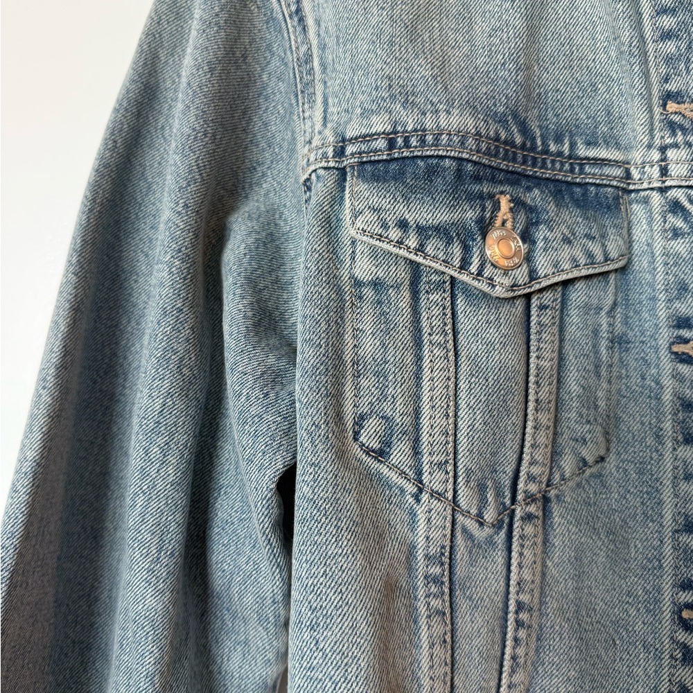 Zara Blue Frayed Hem Denim Crop Jacket - Picture 4 of 4